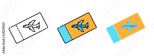 Plane ticket icon set isolated on white background for web design ,travel concept