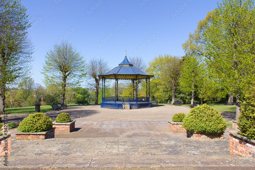 Bandstand in Colchester Castle Park in spring