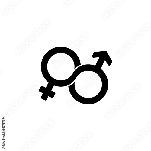 Male and female, gender, sex symbol or symbols of men and women icon flat on isolated white background. EPS 10 vector.
