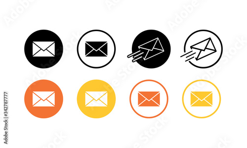 Message, notification icons set flat or email, amail, chat, letter in simple design on an isolated background. EPS 10 vector.
