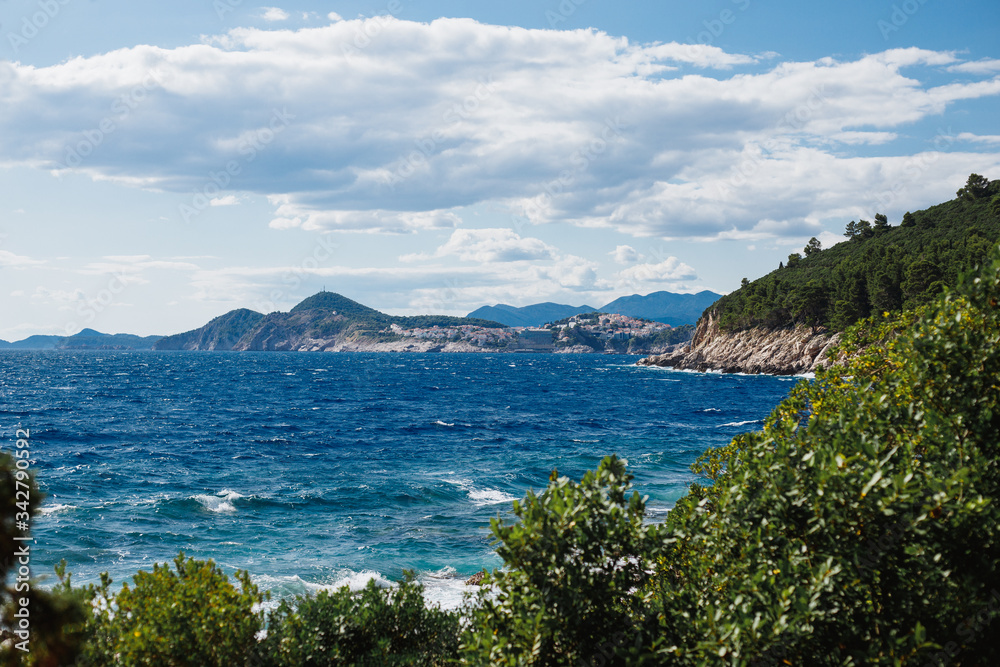 view of the sea and mountains in croatia