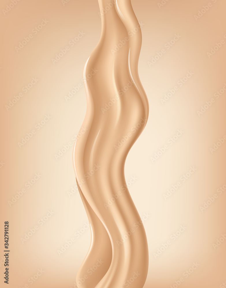Naklejka premium Liquid foundation texture, cosmetic element for advertising. Vector.