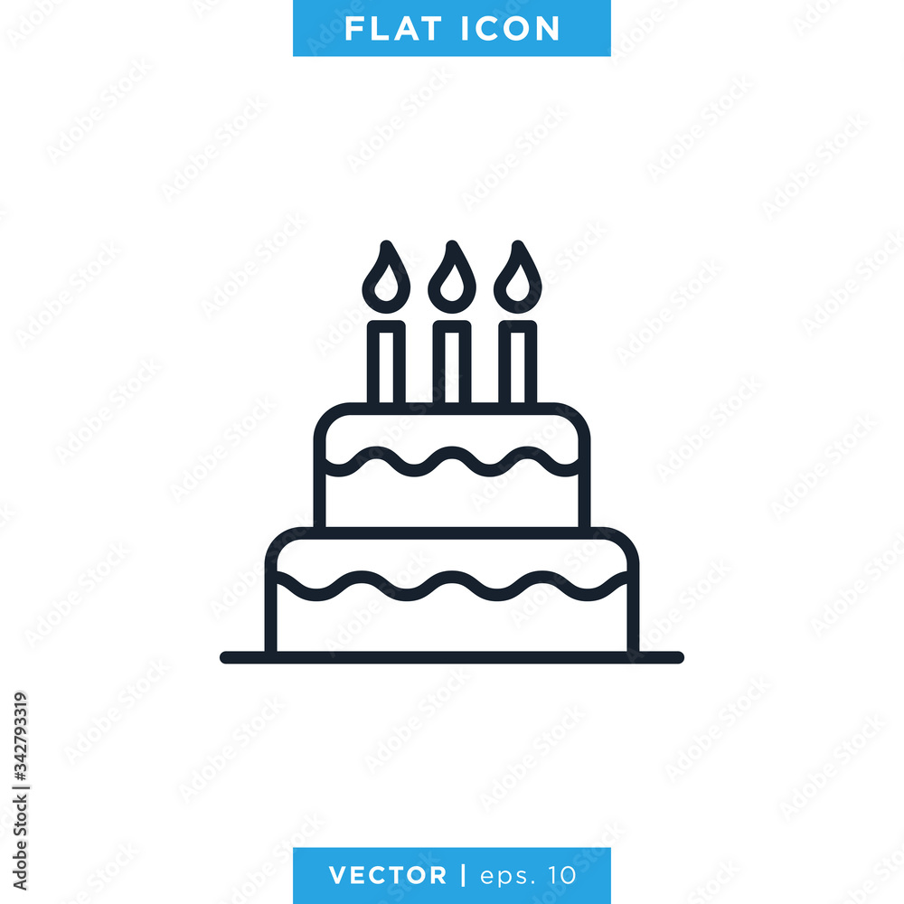 Birthday Cake Icon Vector Design Template