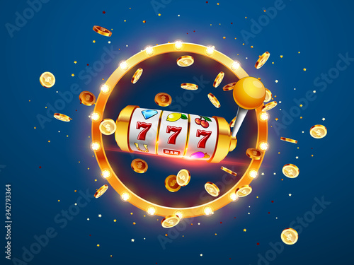 Golden slot machine wins the jackpot.