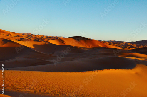 Sand Dunes in the Hot Dessert of Morocco