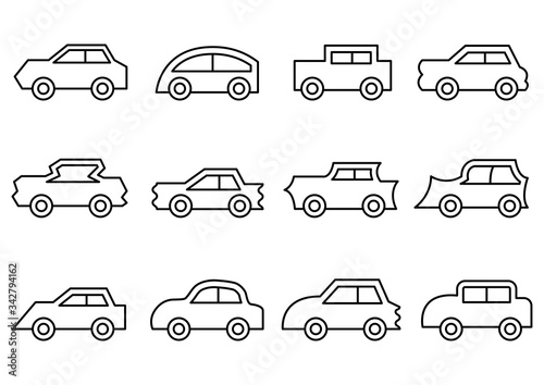 thin line icons set,transportation,Car side view,vector illustrations
