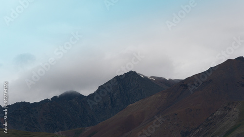 silhouette of rock range on horizon, mountainous area for traveling