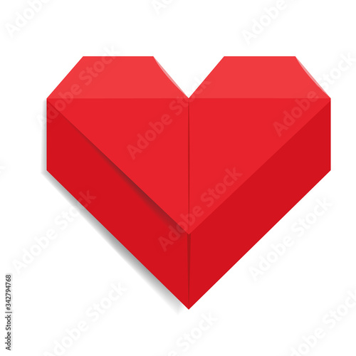 Hearts made of paper in origami style for healthcare concept, Vector illustration your design and red color on isolated background, Heart icon for valentine's day