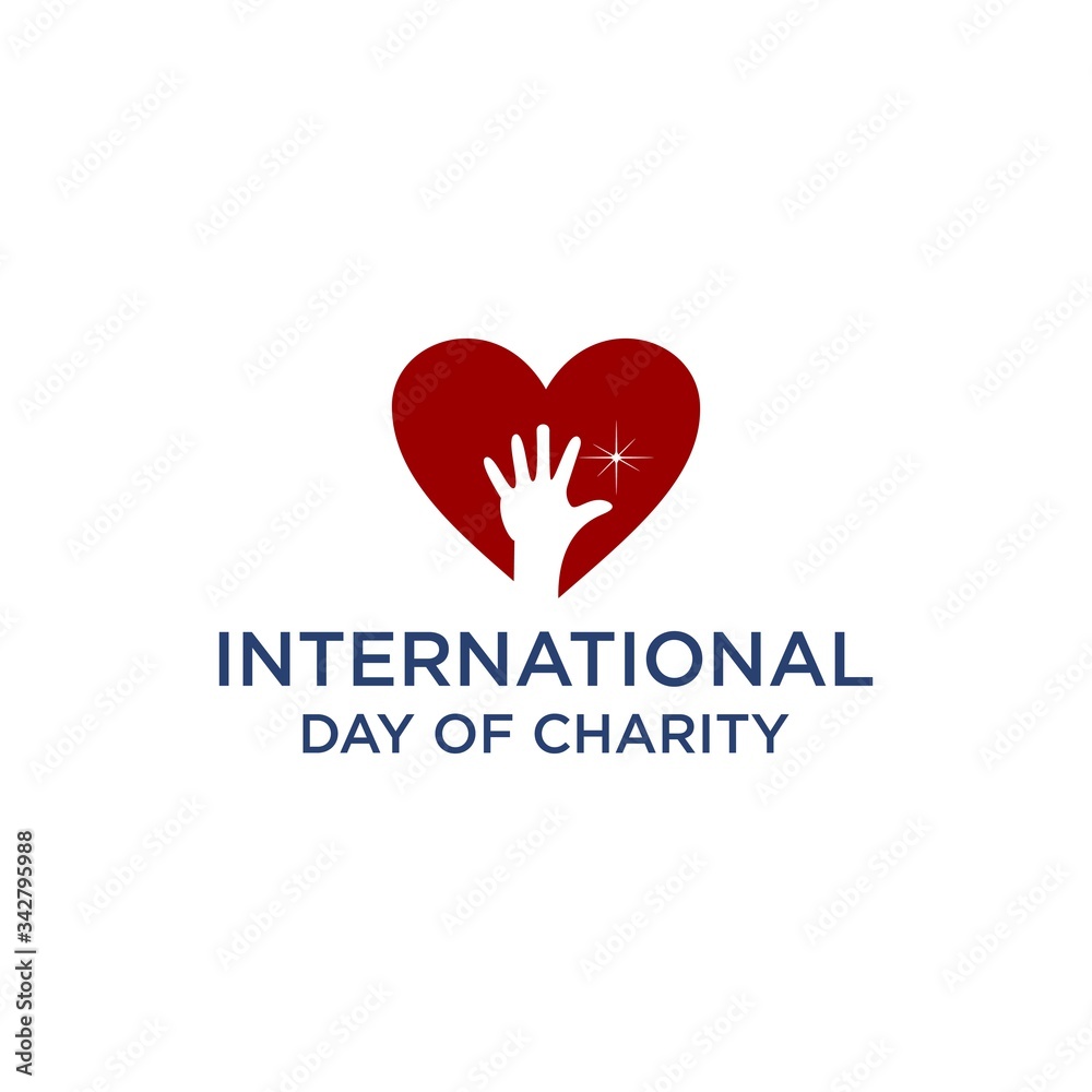 international day of charity logo design with love and hand symbol