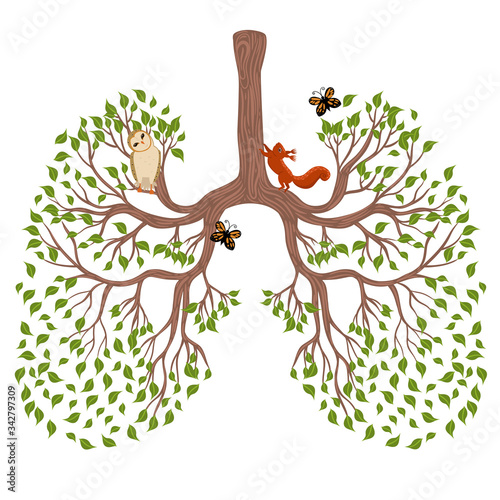 Human lungs in the form of a tree isolate on a white background. Vector graphics.