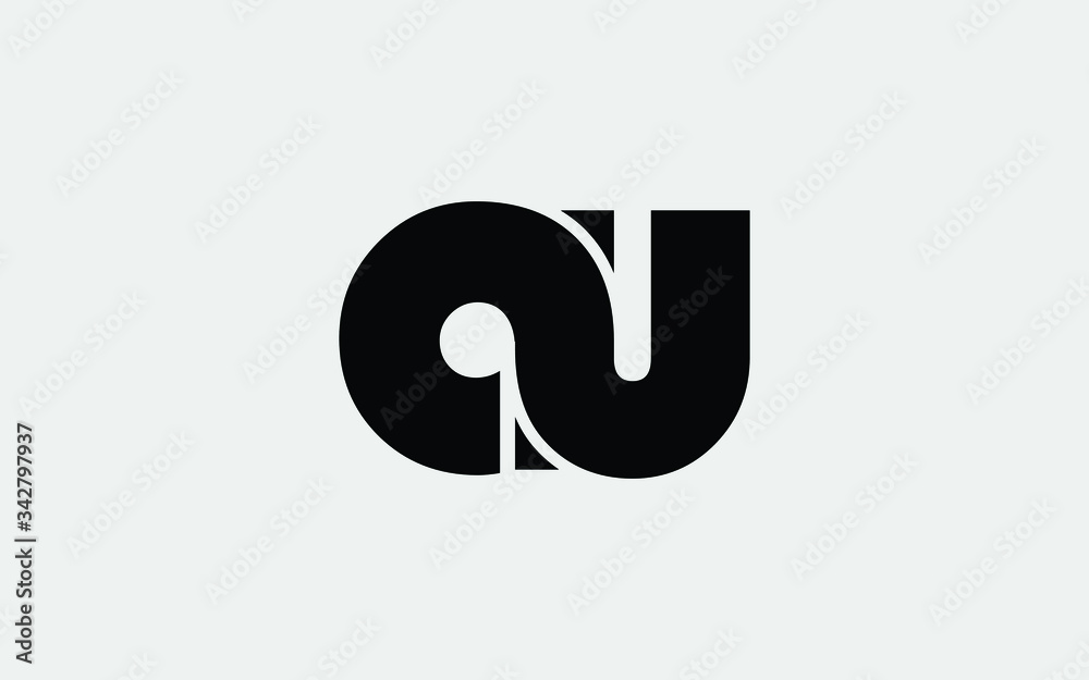 Фотография au or ua and a, u Lowercase Letter Initial Logo Design, Vector Template