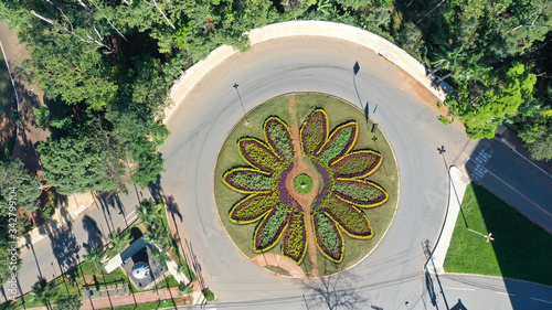 Flower shaped garden surrounded by a tropical forest in the heart of Goiania city, Goias State, Brazil 