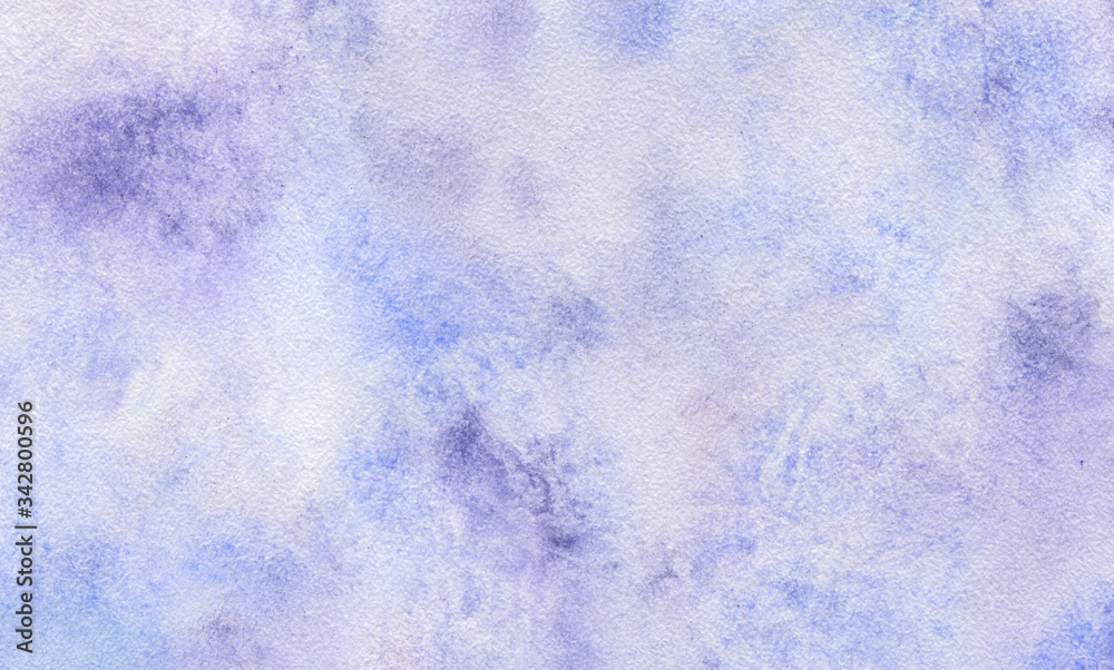 Abstract light color watercolor background. Hand drawn blue, purple gradient painting