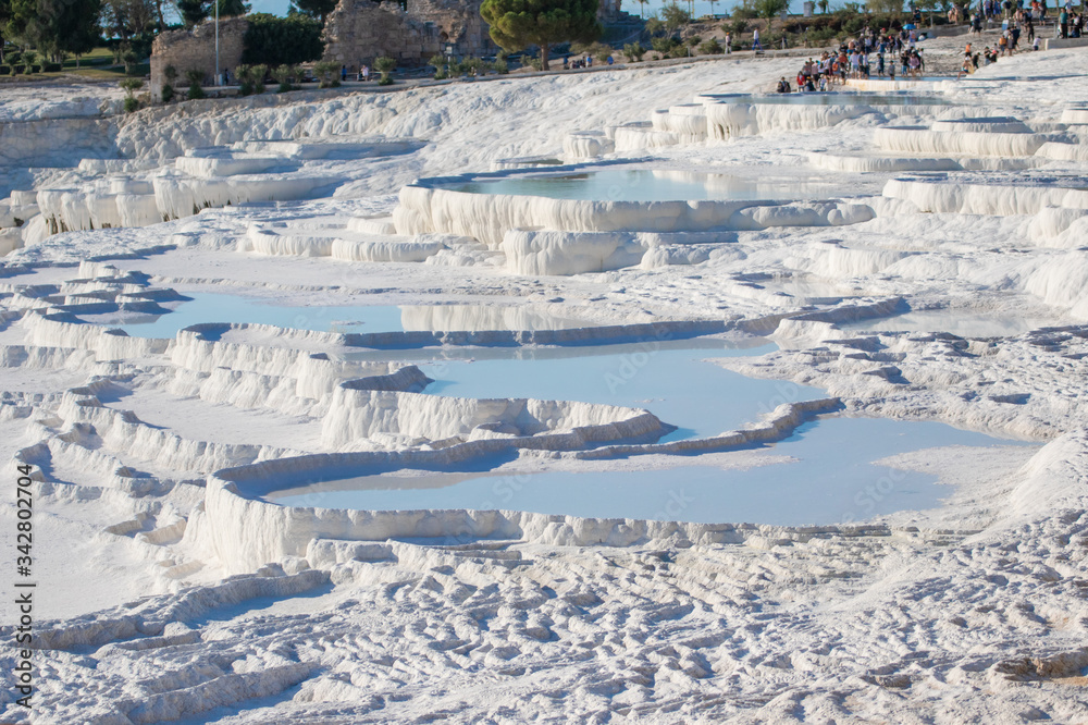 Pamukkale, Turkey - one of the most famous attractions of Turkey, and a Unesco World Heritage site, Pamukkale is visited by millions each year. Here in particular the white travertine terraces