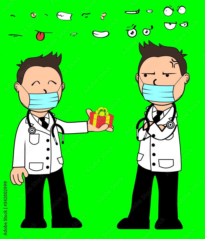 funny doctor kid cartoon expressions pack collection in vector format funny doctor kid cartoon expressions pack collection in vector format