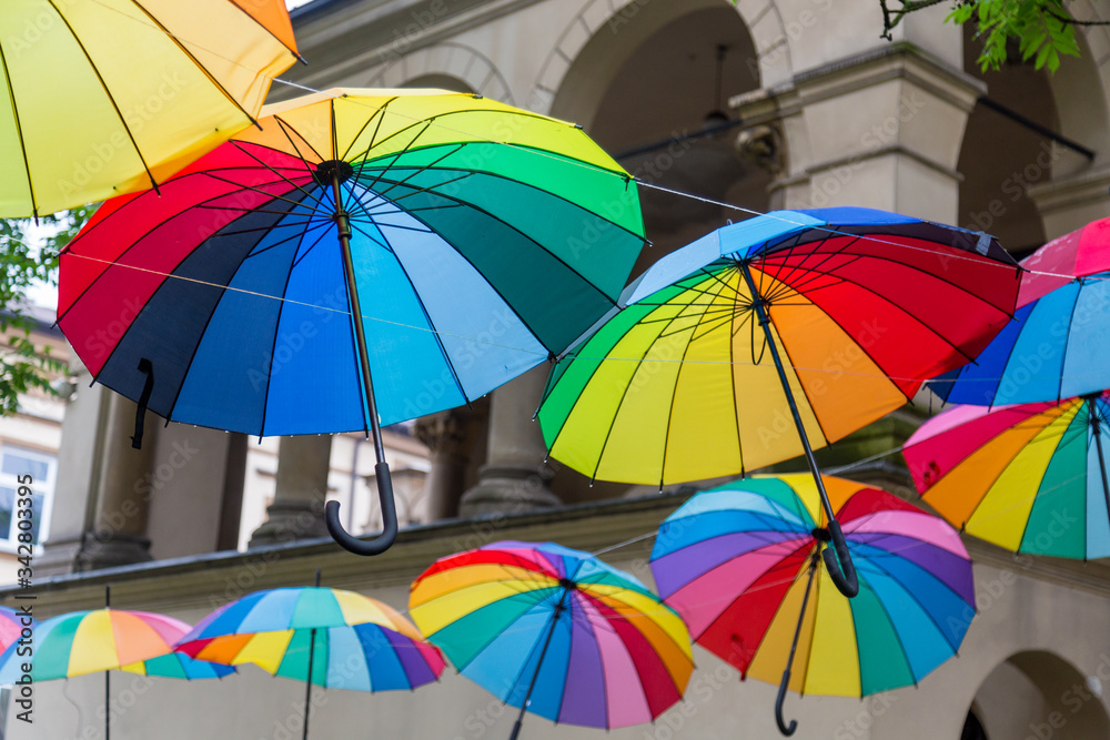 Colorful umbrellas in the street