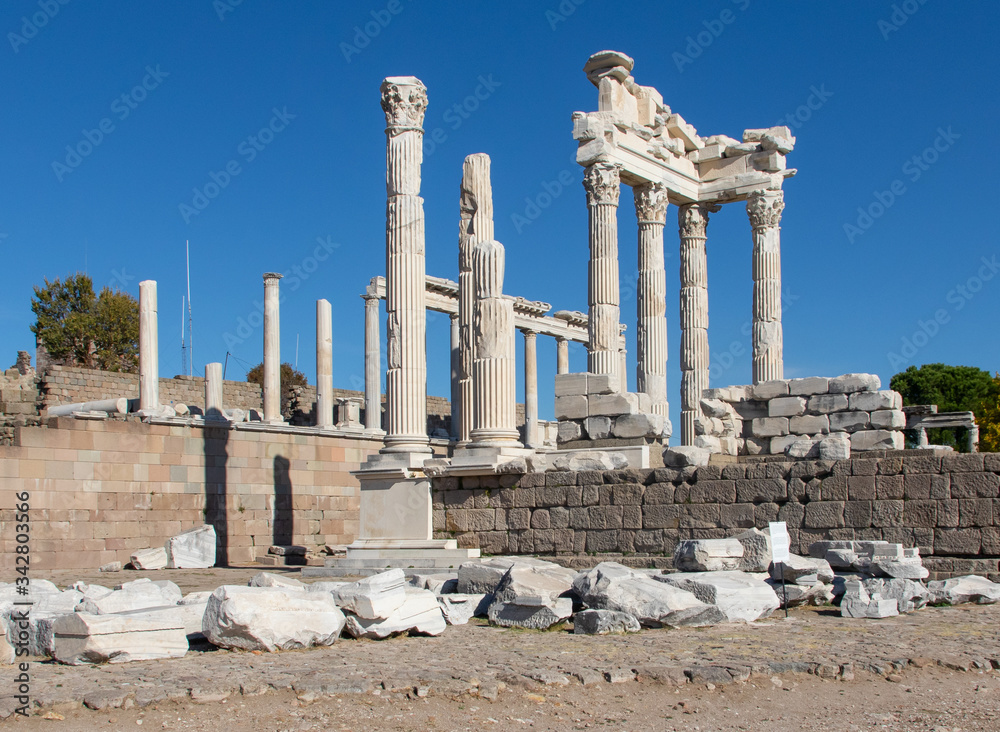 Pergamon, Turkey - a well preserved site from ancient Greek and Roman period, Pergamon is a Unesco World Heritage. Here in particular a glimpse of the archeological area 