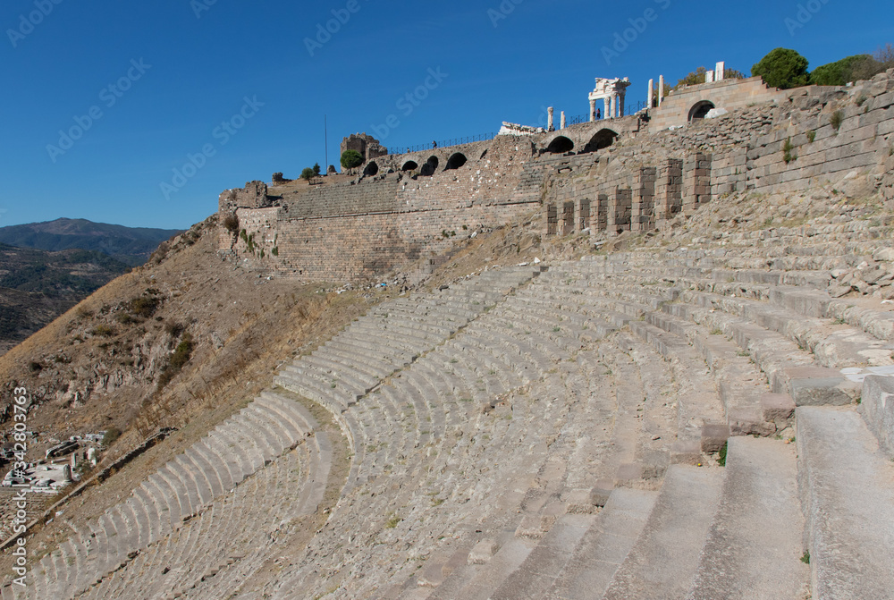 Pergamon, Turkey - a well preserved site from ancient Greek and Roman period, Pergamon is a Unesco World Heritage. Here in particular a glimpse of the archeological area 