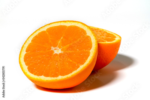 Fresh Refreshing Orange Fruit Isolated White Background  