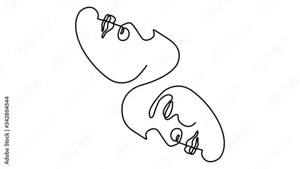 one line continuous drawing double face 9