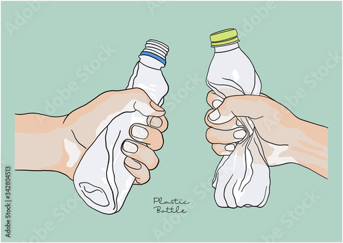 Vector Illustration of Crumpled Plastic Bottles