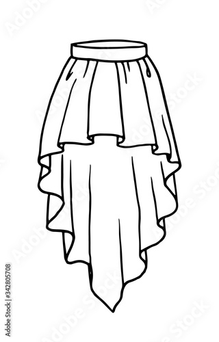 Hand drawn women skirt doodle isolated on white background