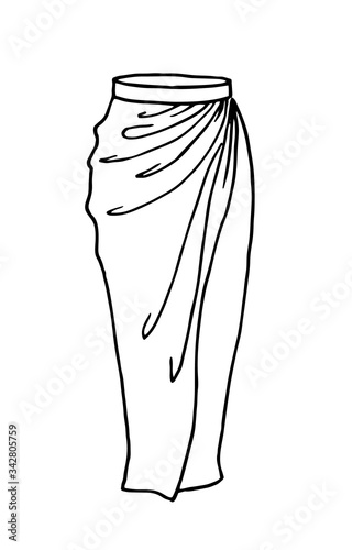 Hand drawn women skirt doodle isolated on white background