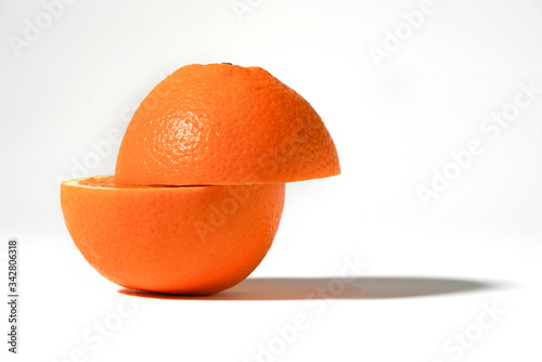 Fresh Refreshing Orange Fruit Isolated White Background  