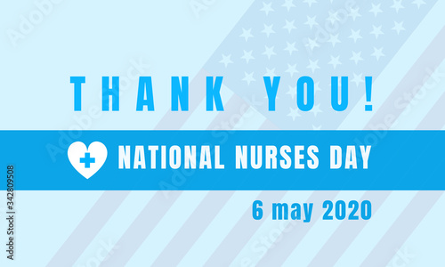 National Nurses Day text on US flag background. Holiday concept. Background, banner, card, poster with text inscription. Vector EPS-10