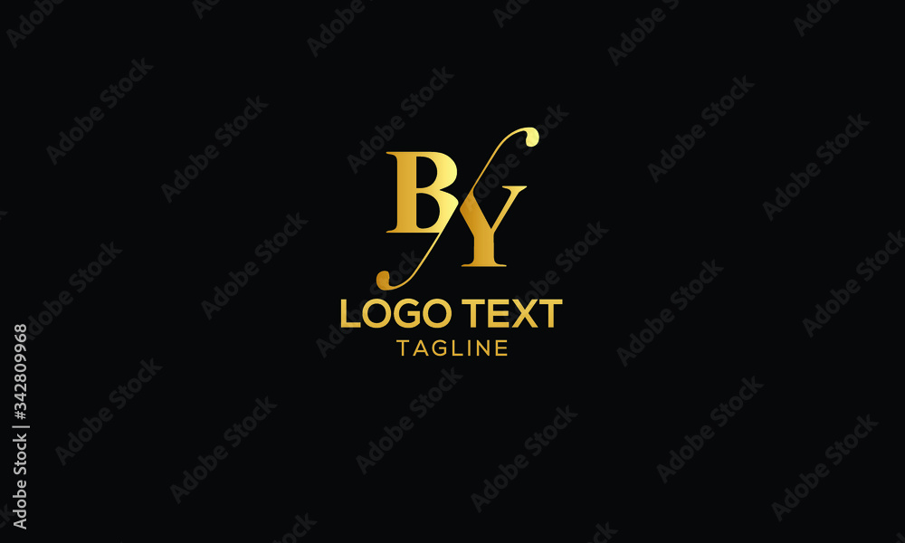 Letter BY with cuts abstract alphabet, font, text, typography, initials design in golden color with black background icon for the logo Letter BY with cuts abstract alphabet, font, text, typography, initials design in golden color with black background icon for the logo