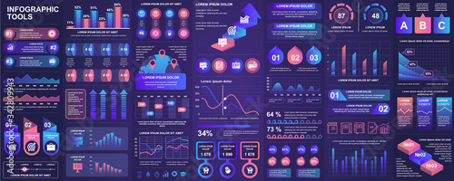 Bundle infographic UI, UX, KIT elements with charts, diagrams, workflow, flowchart, timeline, online statistics, marketing icons elements design template. Vector info graphics and infographics set.