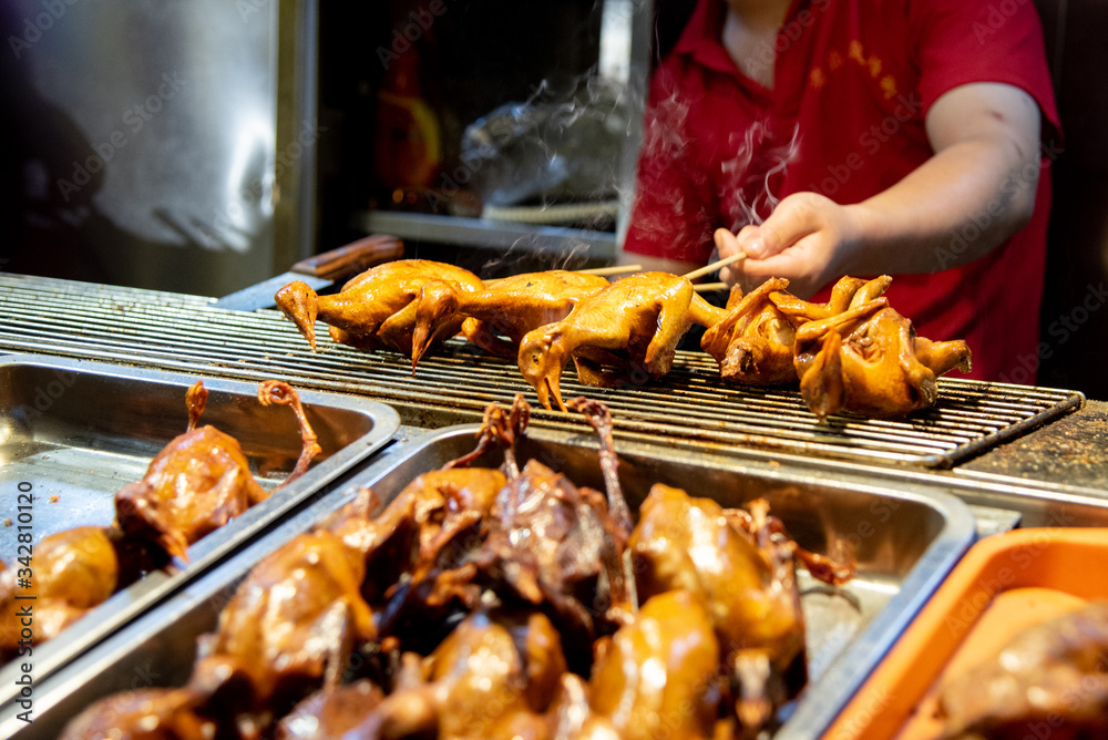 Fried  chicken on the snack street in Beijing China. Asian cuisine