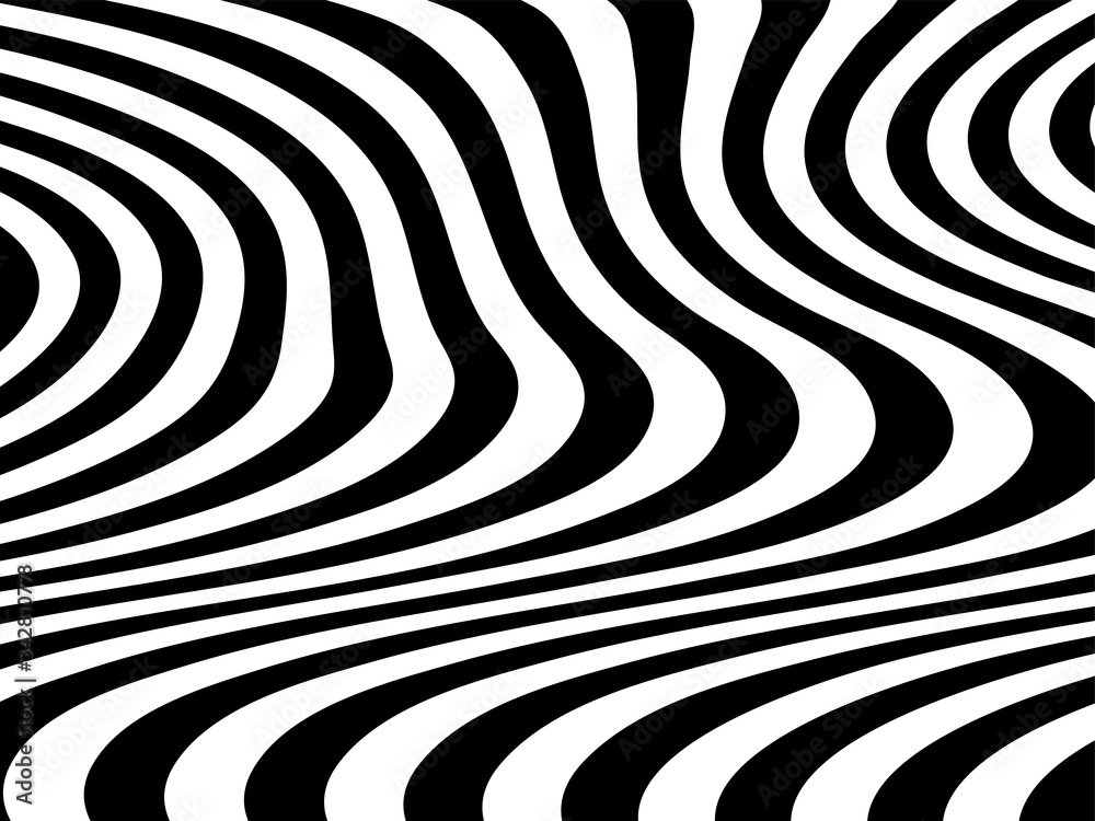 Abstract background with black and white striped, futuristic waves. Geometrical pattern. Vector illustration Abstract background with black and white striped, futuristic waves. Geometrical pattern. Vector illustration