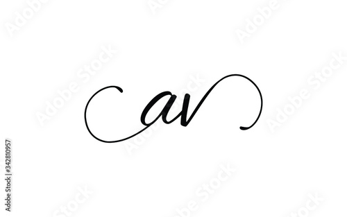av or va and a, v Lowercase Cursive Letter Initial Logo Design, Vector Template