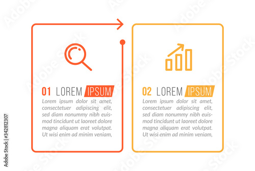 Minimal infographic template design with numbers 2 options or steps.