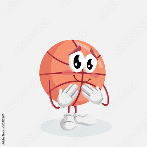 Basket Logo mascot ashamed pose and background with flat design style for your mascot branding.