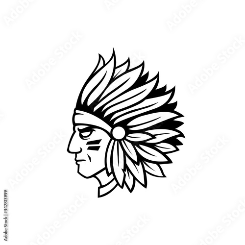 Silhouette Native American Indian Chief.