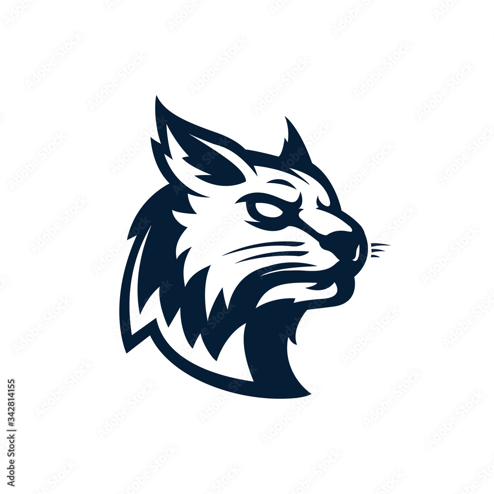 Cat head logo.Wild cat emblem design