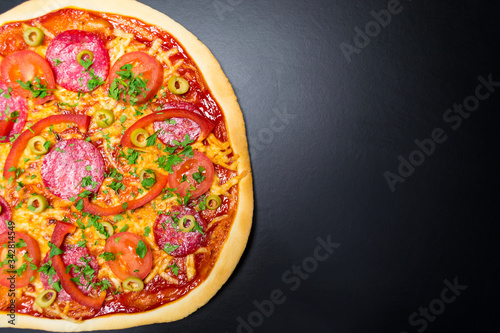 Pizza on a black background