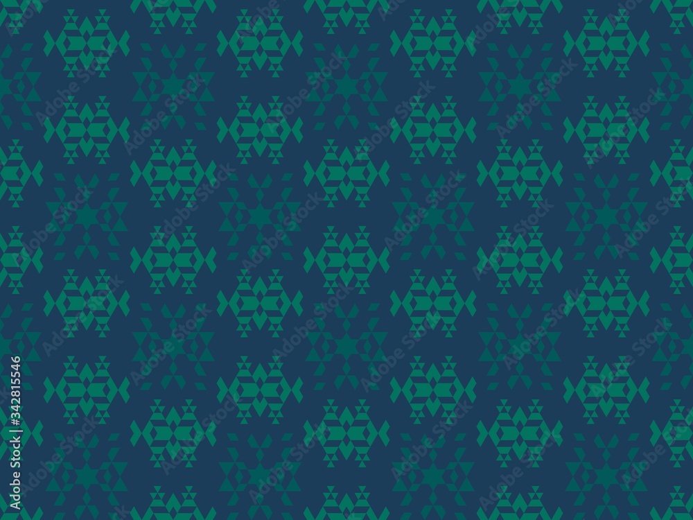 Bright colors of seamless pattern with triangles and  ornament.