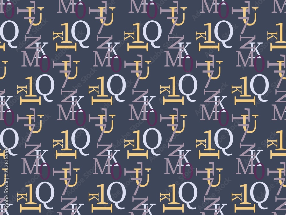 Seamless bright spring pattern with alphabet and letter. Seamless bright spring pattern with alphabet and letter.