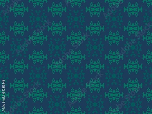 Bright colors of seamless pattern with triangles and ornament.