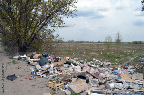 Wallpaper Mural Spring landscape.Ecology of Ukraine. Nature near Ukrainian capital. Environmental contamination. Illegal junk dump. Kiev,Ukraine Torontodigital.ca