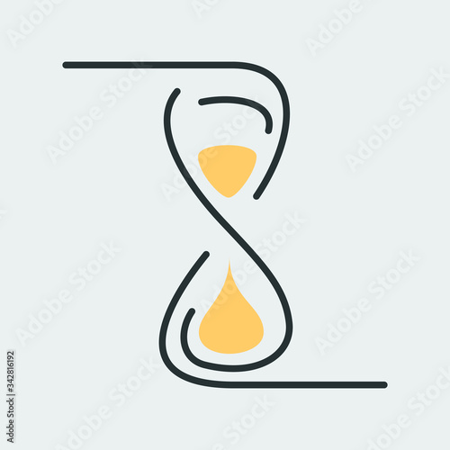 Vector icon of an hourglass. It represents a concept of time management, timer, countdown, schedule. Also can be used as a logo, icon or badge