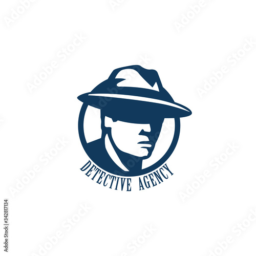 Private detective logo of vector man in hat