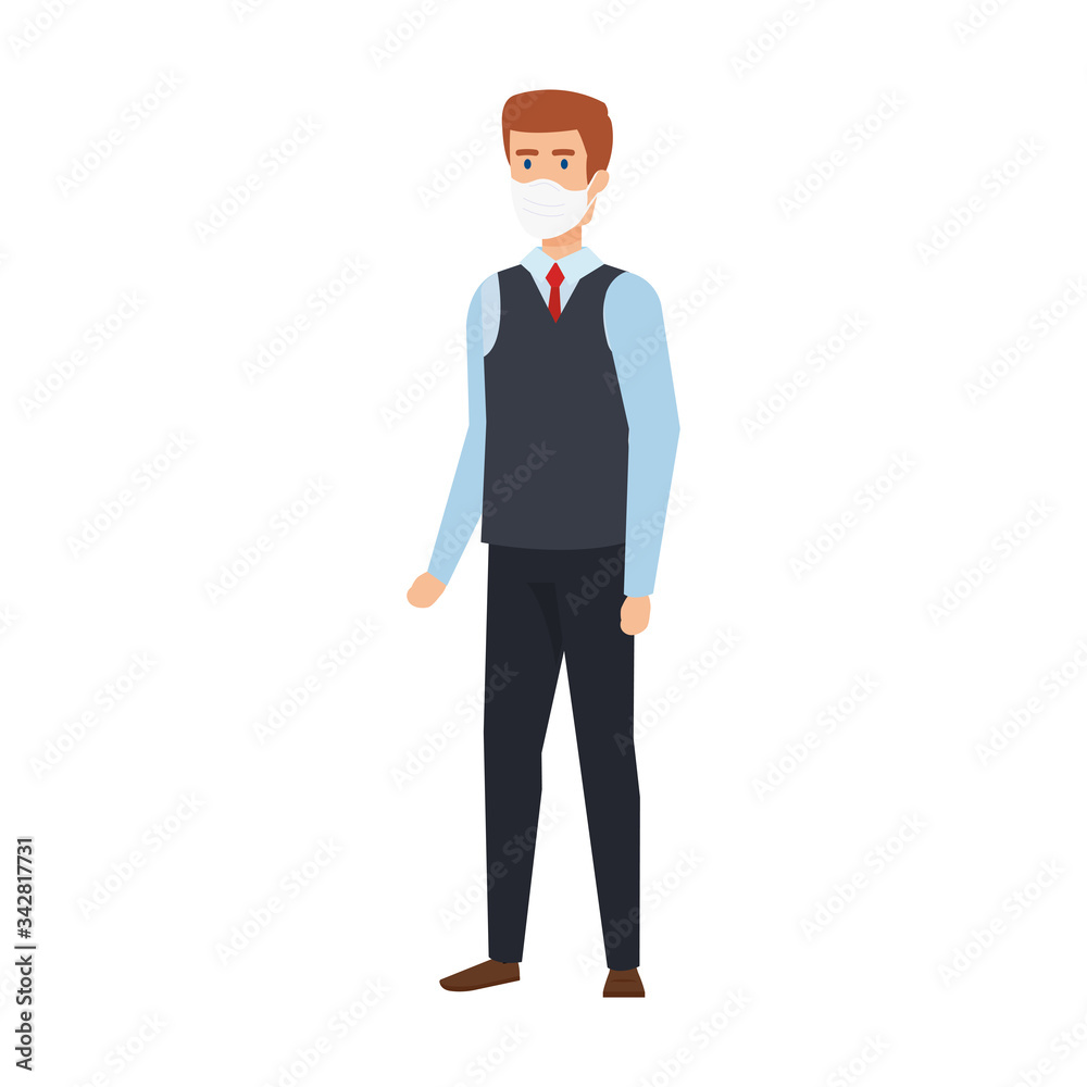 businessman using face mask isolated icon vector illustration design businessman using face mask isolated icon vector illustration design