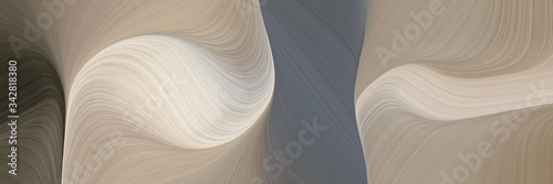 abstract flowing horizontal banner with rosy brown, dim gray and dark slate gray colors. fluid curved lines with dynamic flowing waves and curves
