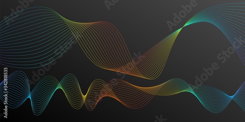 Abstract simple background rainbow line on black gradient backdrop