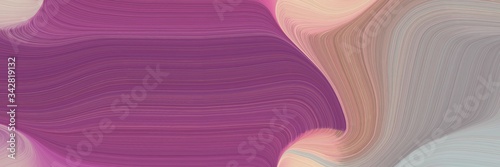abstract flowing horizontal header with antique fuchsia, silver and rosy brown colors. fluid curved flowing waves and curves