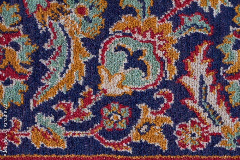 Close-up turkish carpet, details of patterns in oriental design